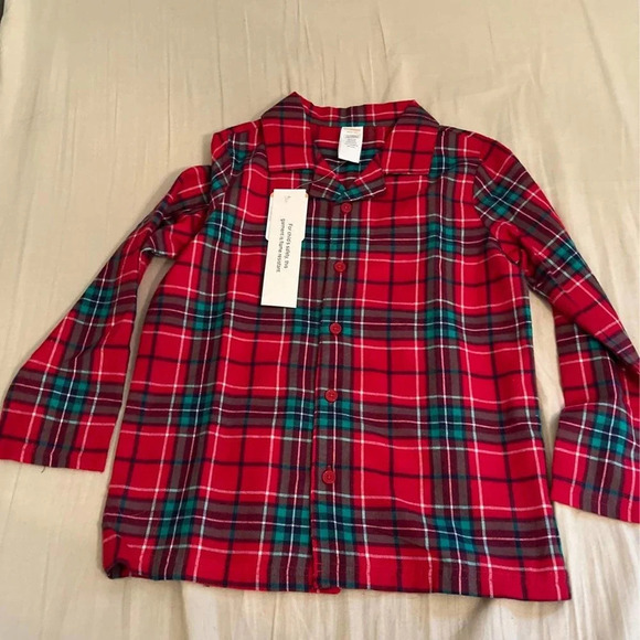 Gymboree Other - NEW Gymboree green red plaid pajama top 7/8